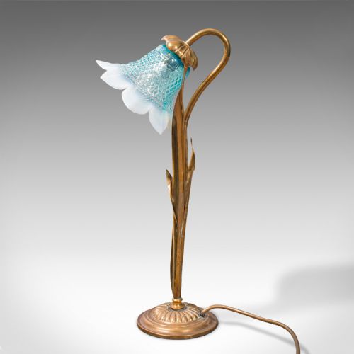 fig 3. Antique Foliate Desk Lamp, French, Brass, Decorative Accent Light, Art Nouveau