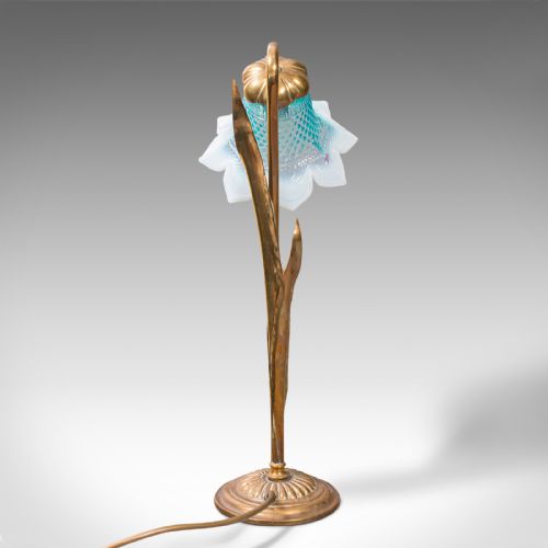 fig 4. Antique Foliate Desk Lamp, French, Brass, Decorative Accent Light, Art Nouveau