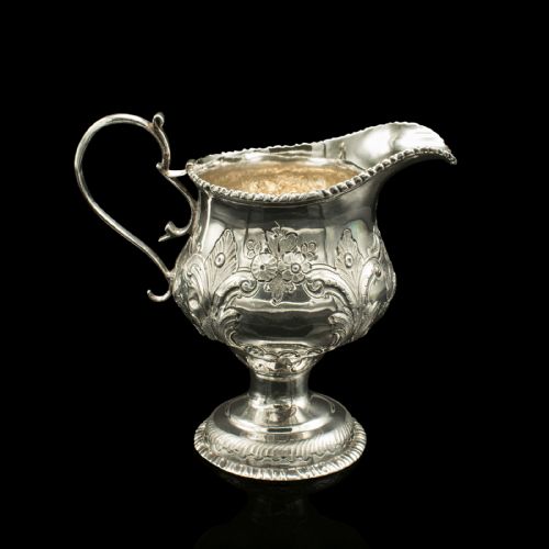 fig 4. Small Antique Creamer, English Sterling Silver Pouring Jug, Georgian, Hallmarked