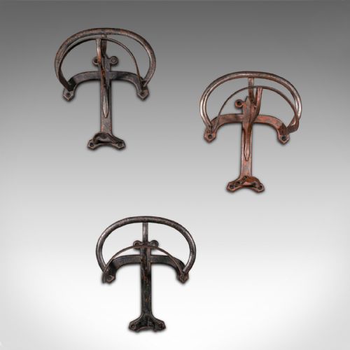 fig 1. Set of 3 Antique Tack Rests, English, Equestrian, Hall, Kitchen Rack, Victorian
