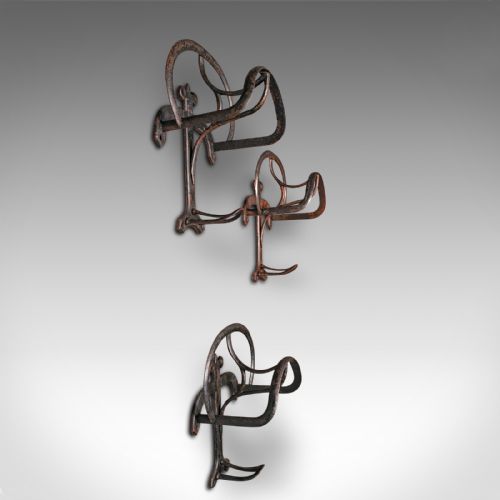 fig 2. Set of 3 Antique Tack Rests, English, Equestrian, Hall, Kitchen Rack, Victorian