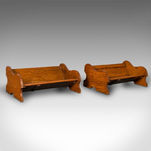 Pair of Antique Extending Novel Rests, English, Oak, Book Trough, Edwardian