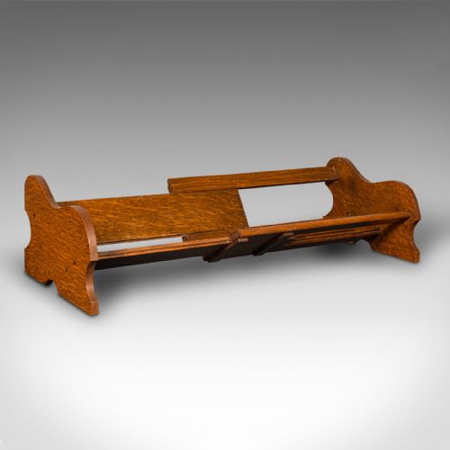 fig 1. Pair Of Antique Extending Novel Rests, English, Oak, Book Trough, Edwardian