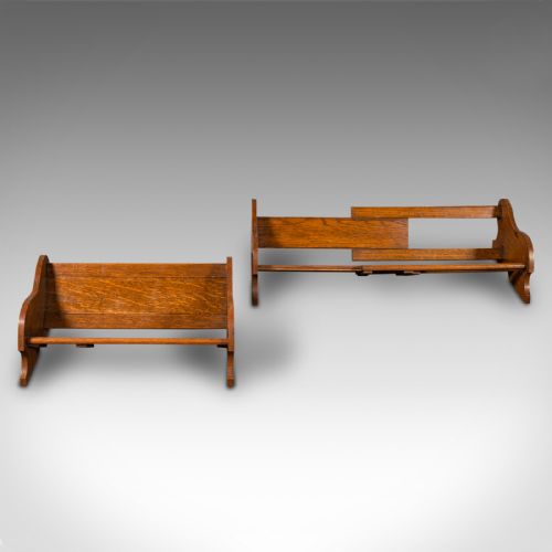 fig 2. Pair Of Antique Extending Novel Rests, English, Oak, Book Trough, Edwardian