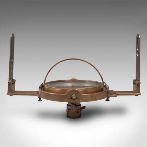 fig 3. Antique Gimballed Compass, English, Brass, Decorative, Display, Victorian, 1880