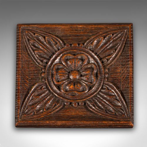 fig 2. Small Antique Tea Stand, English, Carved Oak, Pot Rest, Art Nouveau, Victorian