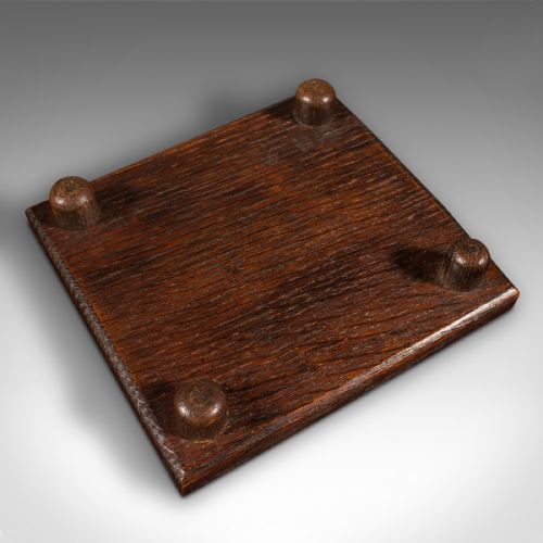 fig 3. Small Antique Tea Stand, English, Carved Oak, Pot Rest, Art Nouveau, Victorian