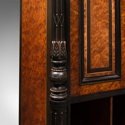ANTIQUE GENTLEMAN'S FOLIO CABINET ENGLISH BIRDS EYE MAPLE DECORATIVE REGENCY - ADDITIONAL PHOTO 9