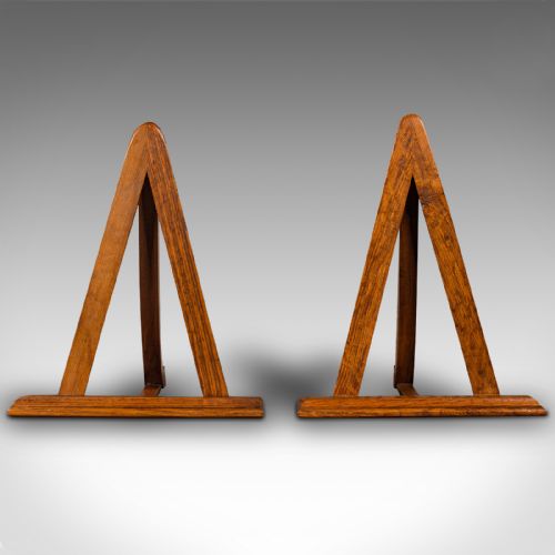 fig 2. Pair Of Antique Folio Stands, English, Oak, Book Rest, Recital, Cotswold School
