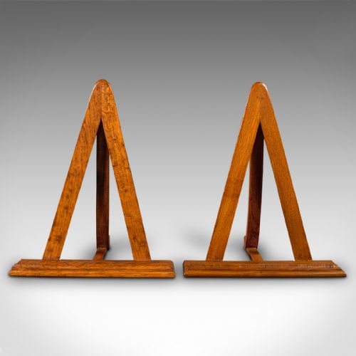 fig 1. Pair Of Antique Book Stands, English, Oak, Folio Rest, Recital, Cotswold School