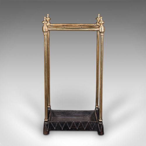 fig 1. Antique Segmented Stick Stand, English, Brass, Hallway, Umbrella Rack, Victorian