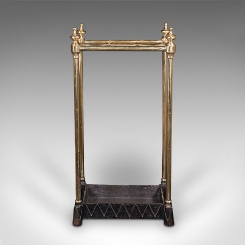 fig 2. Antique Segmented Stick Stand, English, Brass, Hallway, Umbrella Rack, Victorian