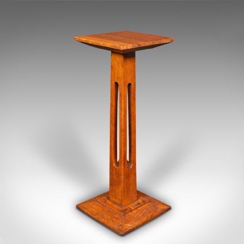 Antique Bust Stand, English, Oak, Jardiniere, Torchere Column, Victorian, C.1900