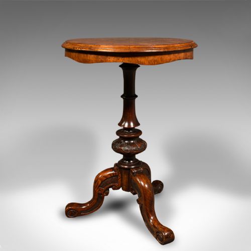 fig 2. Antique Lamp Table, English Burr Walnut, Decorative, Occasional, Early Victorian