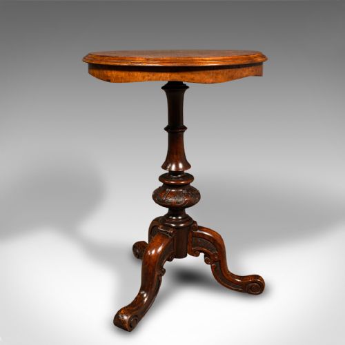 fig 3. Antique Lamp Table, English Burr Walnut, Decorative, Occasional, Early Victorian