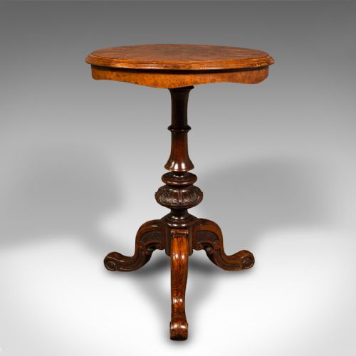 fig 4. Antique Lamp Table, English Burr Walnut, Decorative, Occasional, Early Victorian