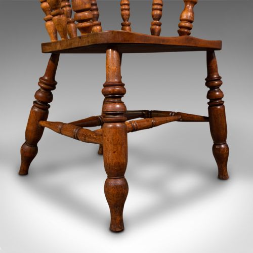 ANTIQUE ELBOW CHAIR ENGLISH BEECH SMOKER'S BOW CAPTAIN SEAT VICTORIAN 1880 - ADDITIONAL PHOTO 10