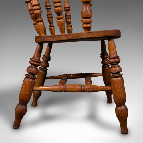ANTIQUE ELBOW CHAIR ENGLISH BEECH SMOKER'S BOW CAPTAIN SEAT VICTORIAN 1880 - ADDITIONAL PHOTO 11
