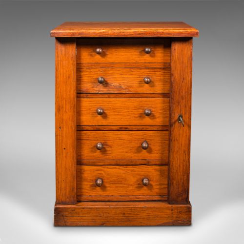 fig 2. Antique Wellington Chest of Drawers, English, Oak, Specimen Cabinet, Victorian