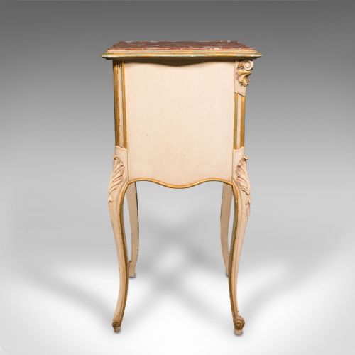 fig 3. Antique Bedside Cabinet, French, Painted Pine, Marble, Pot Cupboard, Victorian