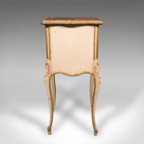 fig 5. Antique Bedside Cabinet, French, Painted Pine, Marble, Pot Cupboard, Victorian