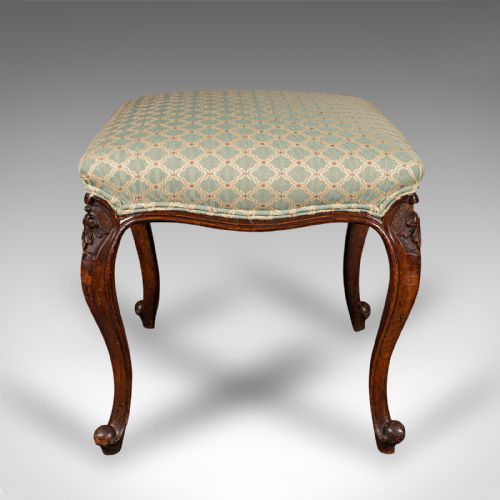 fig 2. Antique Dressing Stool, English, Walnut, Footstool, Bedroom Rest, Victorian