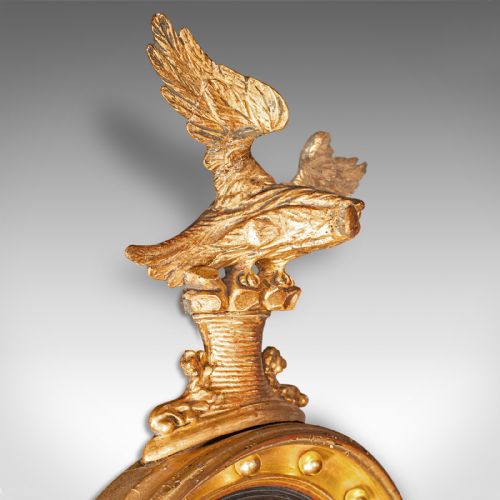 fig 2. Antique Decorative Convex Mirror, English, Giltwood, Eagle Surmount, Victorian