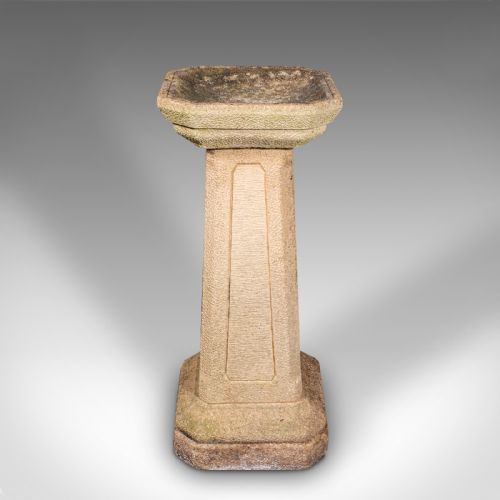 fig 1. Antique Garden Bird Bath, English, Stone, Pedestal, Trough, Outdoor, Edwardian