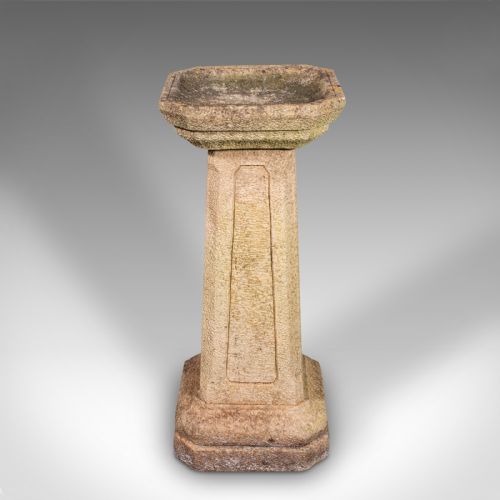 fig 2. Antique Garden Bird Bath, English, Stone, Pedestal, Trough, Outdoor, Edwardian