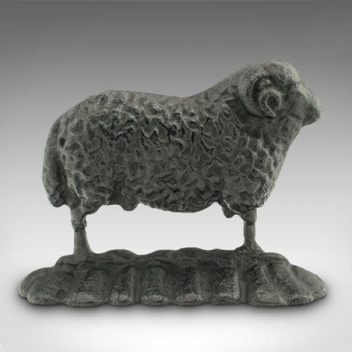 fig 1. Antique Sheep Doorstop, English, Cast Iron, Decorative Farmhouse Keep, Victorian