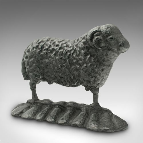 fig 2. Antique Sheep Doorstop, English, Cast Iron, Decorative Farmhouse Keep, Victorian