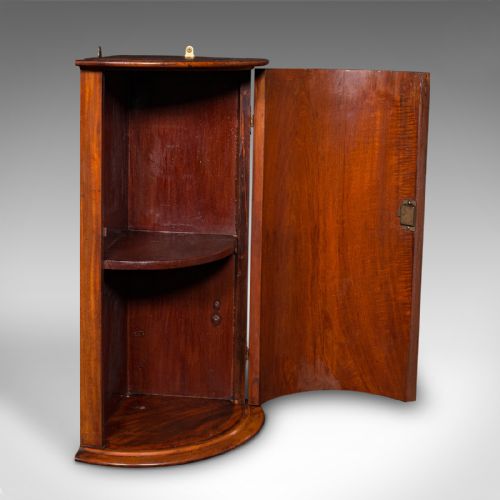 fig 1. Small Antique Corner Medicine Cabinet, English, Bow Front, Cupboard, Victorian