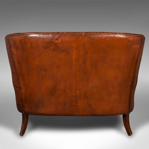fig 4. Antique Button Back Sofa, English, Leather, 2 Seater, Club Settee, Edwardian