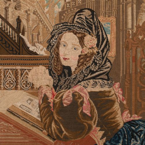 fig 2. Antique Tapestry Fire Screen, English, Walnut, Needlepoint, Fireside, Victorian