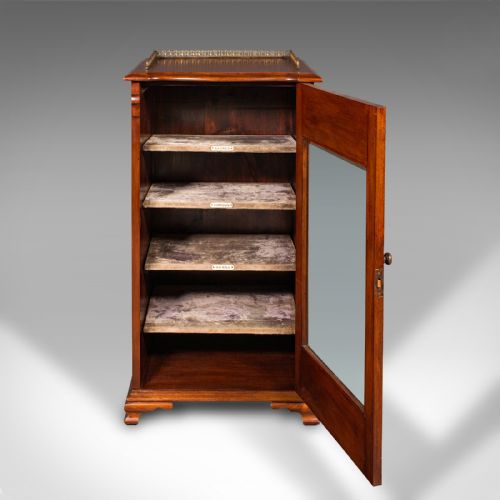ANTIQUE MUSIC CABINET ENGLISH WALNUT GLASS DISPLAY CASE BOOKCASE EDWARDIAN - ADDITIONAL PHOTO 1