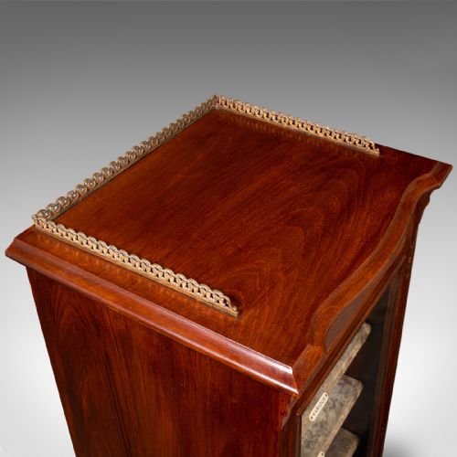 ANTIQUE MUSIC CABINET ENGLISH WALNUT GLASS DISPLAY CASE BOOKCASE EDWARDIAN - ADDITIONAL PHOTO 6
