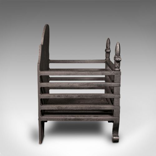 fig 2. Antique Fire Grate, English, Cast Iron, Fireplace, Basket, Late Victorian, 1900