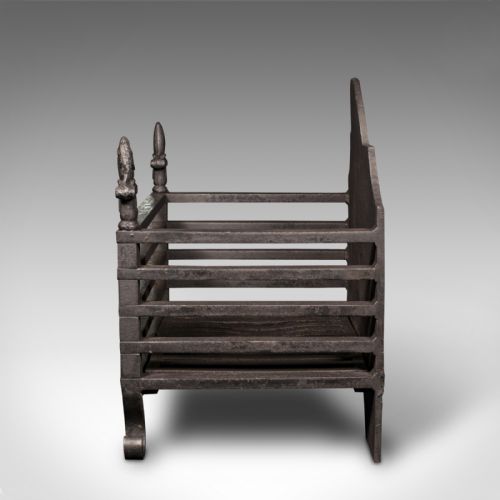 fig 3. Antique Fire Grate, English, Cast Iron, Fireplace, Basket, Late Victorian, 1900