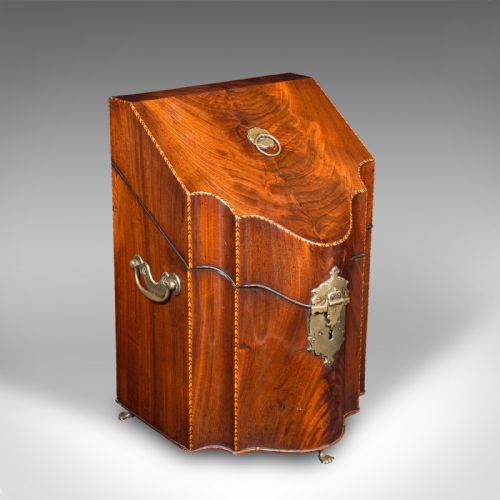 Antique Knife Box, English, Cutlery Canteen, Oak Lined, Kitchen, Georgian, 1770