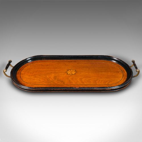 fig 1. Antique Gentleman's Club Serving Tray, English, Walnut, Afternoon Tea, Victorian