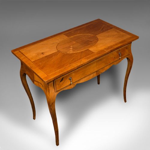fig 3. Antique Bureau Plat, French, Walnut, Writing Desk, Louis XV Revival, Victorian