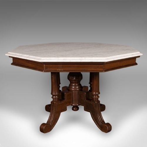 fig 1. Antique Octagonal Coffee Table, English, Carrara Marble, Decorative, Victorian