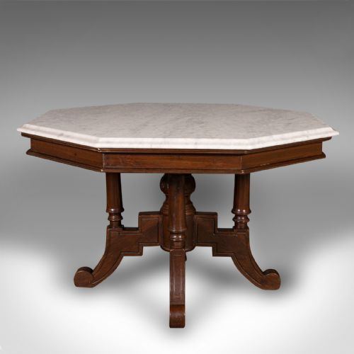 fig 2. Antique Octagonal Coffee Table, English, Carrara Marble, Decorative, Victorian