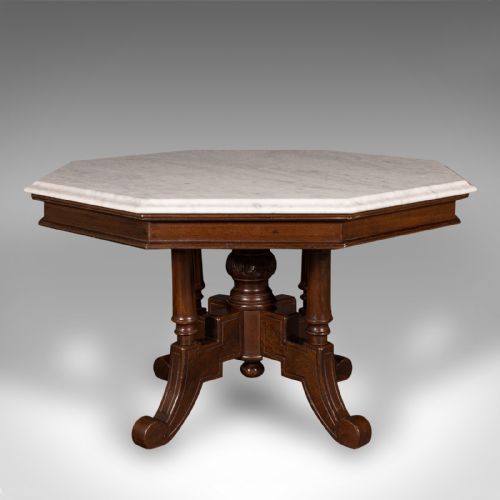 fig 3. Antique Octagonal Coffee Table, English, Carrara Marble, Decorative, Victorian