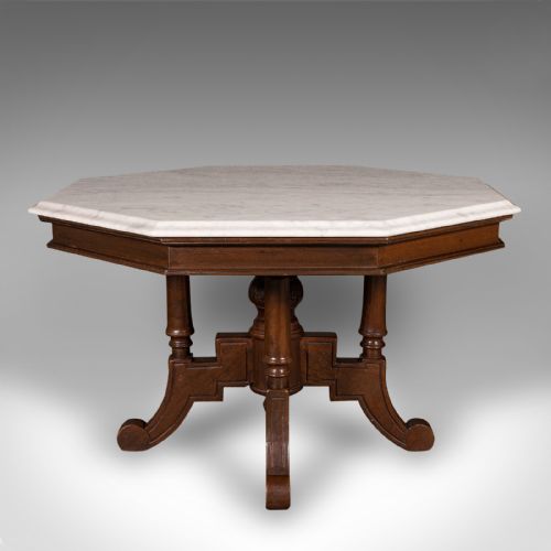 fig 4. Antique Octagonal Coffee Table, English, Carrara Marble, Decorative, Victorian