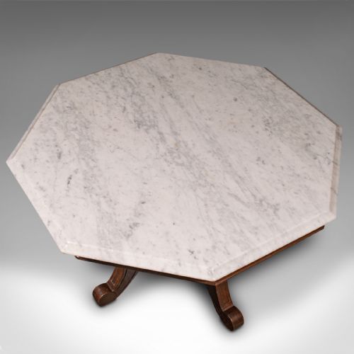 fig 5. Antique Octagonal Coffee Table, English, Carrara Marble, Decorative, Victorian