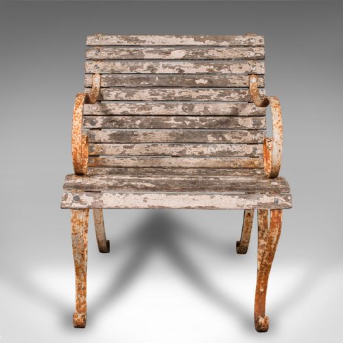 fig 2. Pair Of Antique Patio Chairs, English, Teak, Iron, Garden, Veranda, Victorian