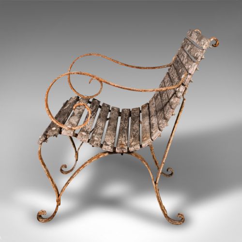 fig 3. Pair Of Antique Patio Chairs, English, Teak, Iron, Garden, Veranda, Victorian