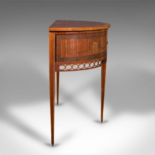 ANTIQUE DEMI LUNE CRYSTAL CABINET ENGLISH TABLE GEORGIAN REVIVAL VICTORIAN - ADDITIONAL PHOTO 2