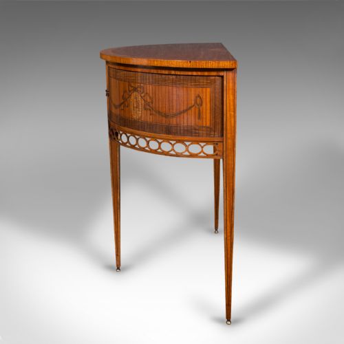 ANTIQUE DEMI LUNE CRYSTAL CABINET ENGLISH TABLE GEORGIAN REVIVAL VICTORIAN - ADDITIONAL PHOTO 6